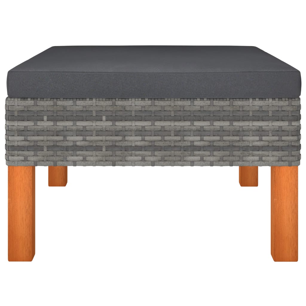 7-tlg. Garten-Lounge-Set Poly Rattan und Eukalyptusholz Grau